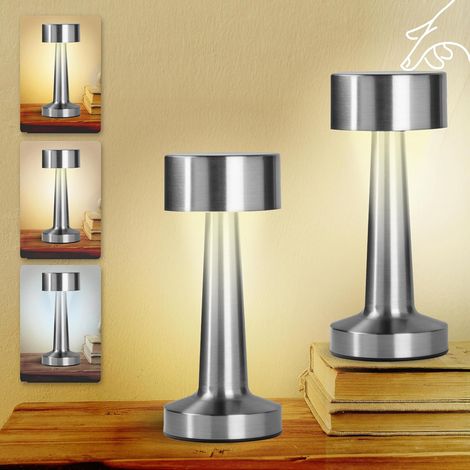 Lot de 2 lampes de table élégantes sans fil, lampe LED sans fil pour chambre, lampe rechargeable pour bureau, cuisine, chambre et plus encore, avec 3 couleurs de lumière. (1/5)