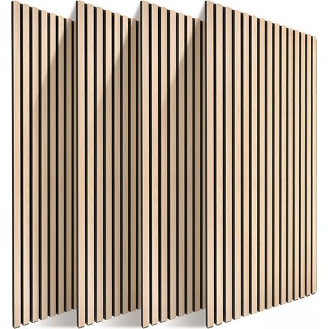 Relaxdays acoustic panels, set of 4, 120 x 60 cm, acoustic wall panels, oak veneer, light brown