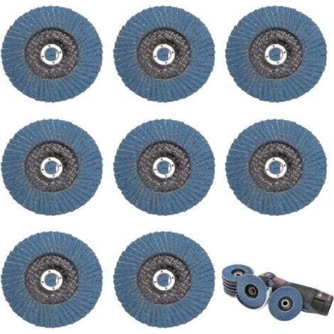 Lot De 8 Disques Abrasifs à Lamelles 76 MMx10MM, Grain 40/60/80/120 Kit De Mélange Ponçage Efficace Disques, Pour Enlever Ebavure, Rouille, Polissage, Finition(Bleu) (1/5)