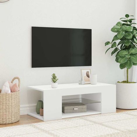 vidaXL Mueble de TV con luces LED blanco 90x39x30 cm (1/5)