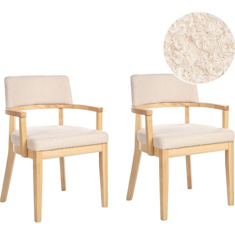Esszimmerstuhl 2er Set DALBO Bouclé Hellbeige