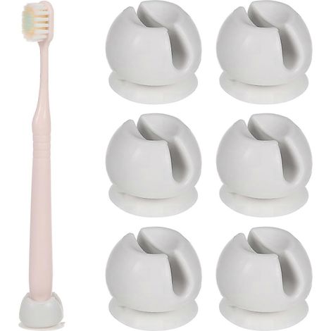 Lot de 6 porte-brosses à dents à ventouse, porte-brosse à dents individuel, porte-brosse à dents avec miroir, dimensions : 2,80 x 2,80 x 2,20 cm (1/5)