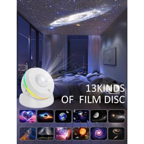 NALOOKAMIC Projecteur Ciel Etoile Galaxie, Planétarium Projecteur 13 en 1, Veilleuse Galaxy Projector avec Rotation à 360°, Projection Constellation HD 4K pour Chambre d'Enfants [Classe Énergétique C]