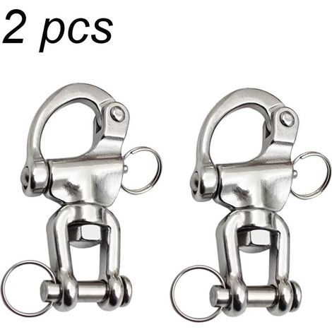 – Mousqueton pivotant en acier inoxydable 316 – Charge maximale adaptée pour cordage de spi – Goupille à dégagement rapide – Dimensions 70 mm (1/5)