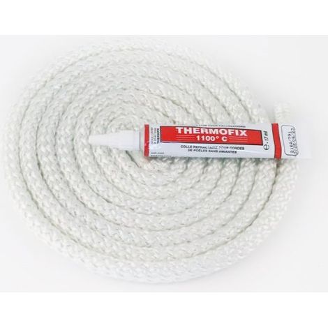 Joint rond tressé (blanc) ø 10 mm x 2.5 m + colle