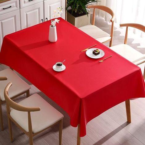 Tovaglia semplice in PVC, impermeabile, resistente all'olio e al calore, adatta per tavolini da caffè interni ed esterni (rossa, 140 x 200 cm) (1/5)