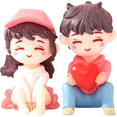 Figurines miniatures de couple, décoration de bureau pour vitrine, anniversaire.
