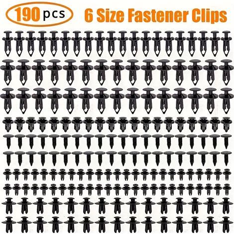 Kit de 190 clips de fixation pour voiture en 6 tailles différentes, fabriqués en plastique durable pour fixer solidement les panneaux de garniture et les pare-chocs (1/5)
