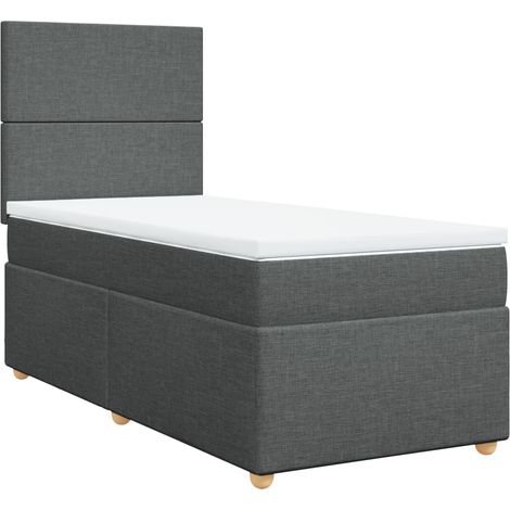 Maison Exclusive - Cama box spring con colchón tela gris oscuro 8 (1/5)
