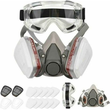 Demi-masque respiratoire réutilisable 6200, masque à gaz, protection respiratoire, avec lunettes de sécurité pour la peinture à la (1/5)