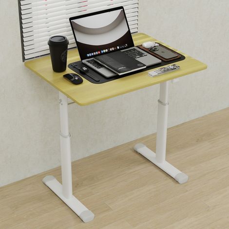 Bureau réglable manuel assis-debout bois métal OKMYHOME (1/5)