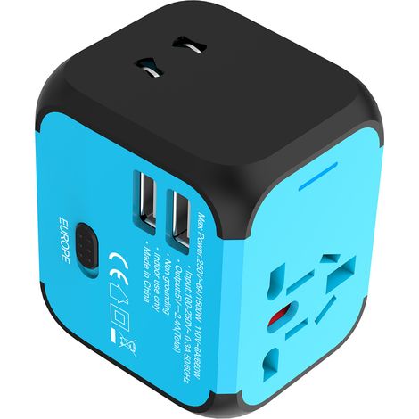 Schnelles 2-Port-USB-Wandladegerät für den Außeneinsatz, universeller Reisesteckeradapter (1/5)