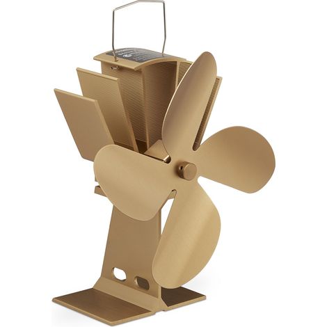 Ventilateur de poêle Relaxdays sans électricité, silencieux, pour cheminée et poêle, thermique, 4 pales, bronze (1/5)