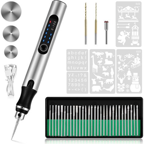 Stylo Graveur Électrique, Sans Fil Trousse à Outils De Gravure, Mini Multifonction Outil Graver, Graveur Rotatif de Bricolage Portable Pour Bijoux (1/5)