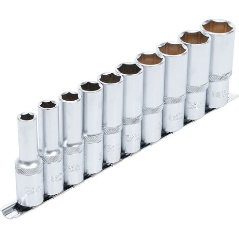 BGS Steckschlüssel-Einsatz-Satz Sechskant tief Antrieb Innenvierkant 12,5 mm (1/2") Zollgrößen 10tlg. - 2435