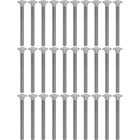 Boulon à vis M8x1.25 A2, 30 pièces, tasse carrée en acier inoxydable, boulons de chariot à filetage grossier DIN603M8x90 (1/5)