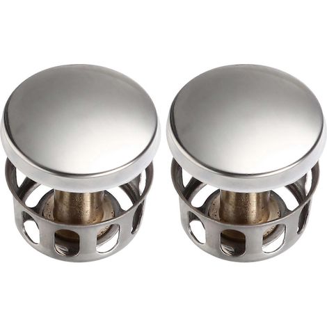 Lot de 2 filtres de vidange à ressort pour lavabo et évier, bouchon de vidange de salle de bain escamotable-5X3.5CM-Silver (1/2)