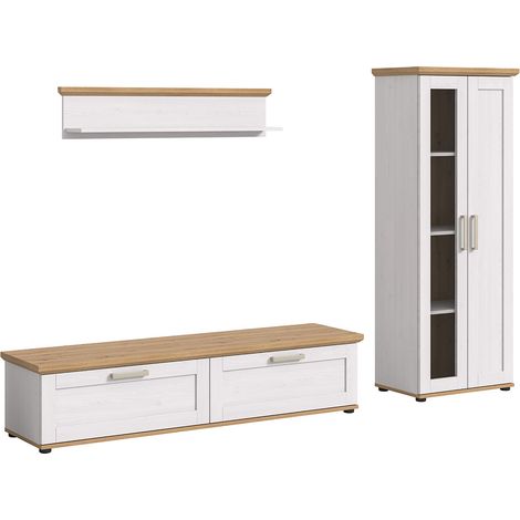 Verona Regal System 3 Teile weiß, Eiche Dekor.