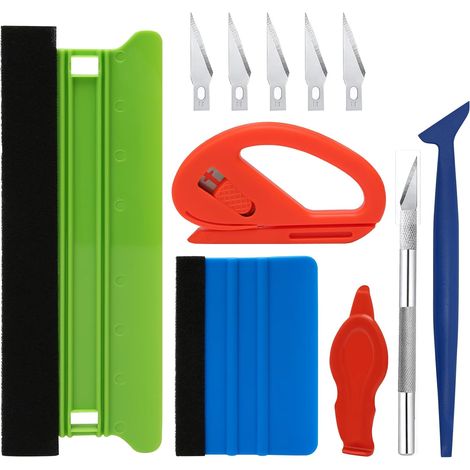 Lot de 11 outils pour film vinyle - Outils de teinture pour voiture, film de verre et lissage du papier peint - Kit d'installation de film vinyle (1/5)