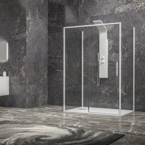 Box doccia 3 lati 70x100x70 scorrevole  telaio bianco  KLA-4000N kamalu