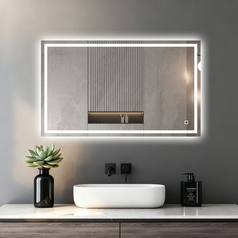 Miroir LED Réversible pour Salle de Bain 80x160 cm - Anti-Buée avec Interrupteur Tactile