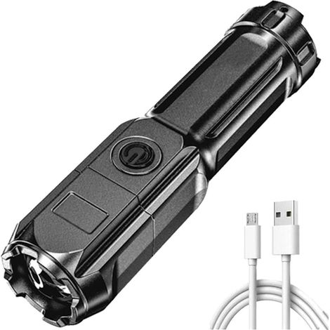 Taschenlampe, leistungsstarke LED-Taschenlampe, wiederaufladbare Zoom-Taschenlampe, hohe Helligkeit (1 Stück)