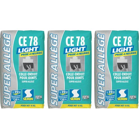 Enduit pour Joint Allégé Semin - CE 78 Light - 4 heures - Intérieur - Poudre - Sac de 15 kg (lot de 3) (1/4)