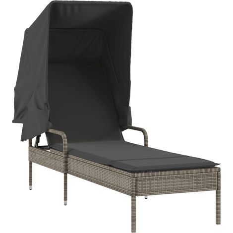 Maison Exclusive - Tumbona con capota ratán sintético gris