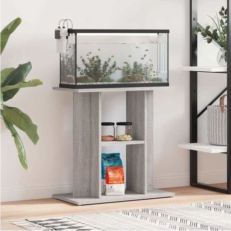 Meuble pour aquarium Sonoma gris 60x30x60 cm en bois composite (1/4)