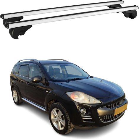OMAC Aluminium Dachträger Querträger für Peugeot 4007 2007-2012 – TÜV / DIN 75302:2019 – Abschließbar – Max. 75 kg – 2 Stangen Silber (1/5)
