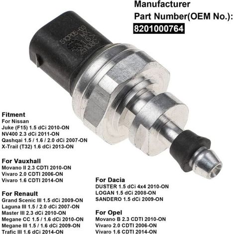 Basetbl – Sensore di pressione di scarico turbo – Compatibile con Nissan Qashqai, Vauxhall, Renault – 3 pin – Materiale ignifugo – Sostituzione diretta 8201000764 (1/4)