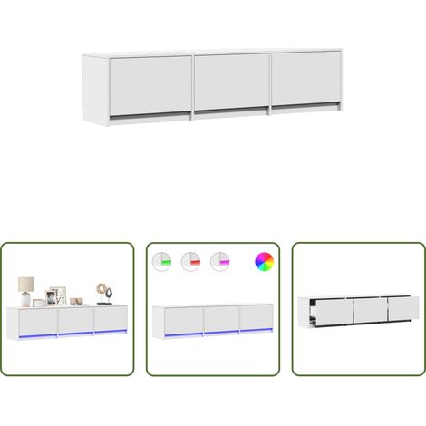 vidaXL Meuble tv bois - Meuble TV avec LED Blanc 165 x 34 x 40 cm Bois d'ingénierie (1/5)
