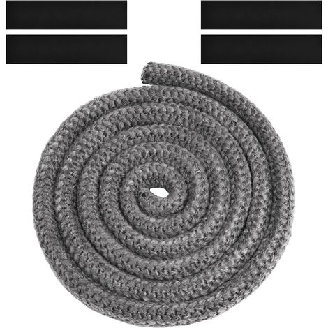 Joint Tressé pour Insert et Poêle, 20mm x 2.5m Joint en Fibre de Verre avec 4 Ruban,pour Poele a Bois, Cheminée,Gris foncé (1/5)