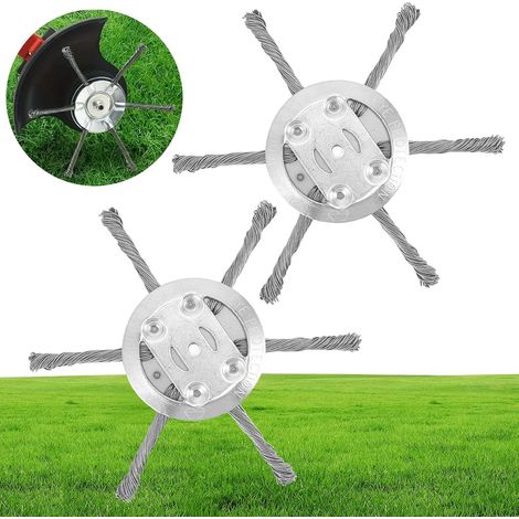 Ensemble de 2 têtes de coupe pour pelouse avec fil d'acier de 6 pouces, brosse métallique de rechange pour tondeuses à gazon.-AquaForge (1/5)