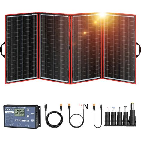 Panneau Solaire Portable Pliable Dokio, Puissance Maximale de 200W, Matériau Monocristallin (1/2)