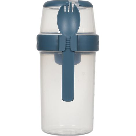 Portapranzo a 3 scomparti da 1 litro blu con cucchiaio/forchetta (1/3)