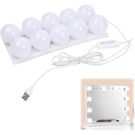 10 Bulbs LED Makeup Light with USB Cable, 3 Color Changing, 45mm, Ideal for Dressing Table or Bedroom (1/5)