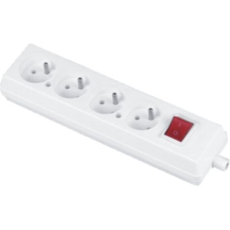 Tragbare Vierfachsteckdose 16A 2P+Z 250V mit Schalter, weiß GN-470WS