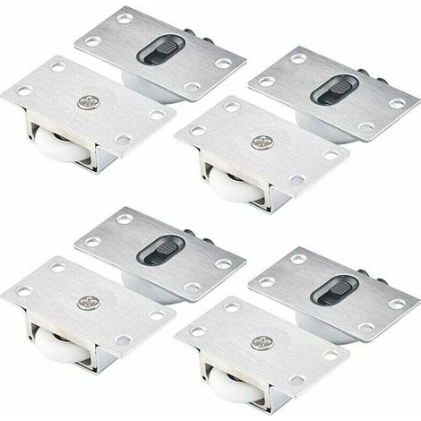 4 Paires Roues à Rouleaux pour Armoire Roues à Rouleaux pour Porte Coulissante Roulettes Placard Coulissant Galet de Armoire Porte Galet de Roulement (1/4)
