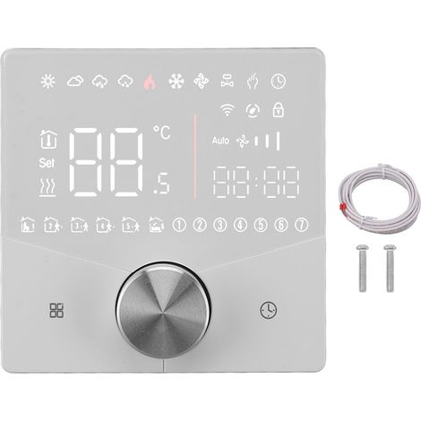 Termostato digitale intelligente Display LCD a colori Controllo preciso Regolatore di temperatura intelligente Bianco