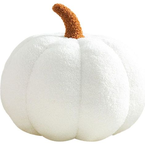 Citrouille Peluche Coussin, 28 CM Ultra Doux Moelleux Peluche Citrouille Coussin, Coussin Automne Halloween/Thanksgiving Blanc (1/5)