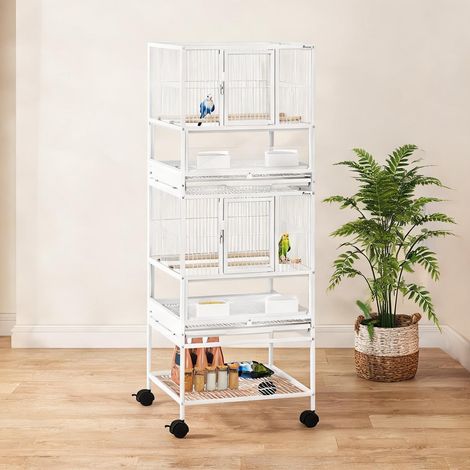Cage pour oiseaux branco en aço Acrílico e PP 48 x 46 x 134,5 cm (1/5)
