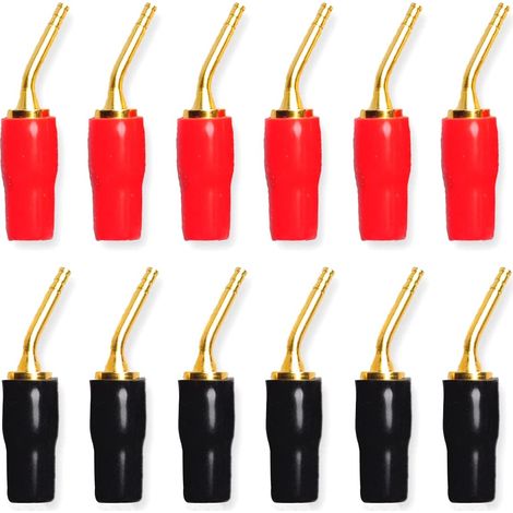 12 Connecteur, Fiche banane 2mm, Plaqué or, Vis de serrage, Système HiFi