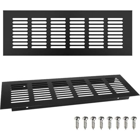 Rejilla de ventilación de aluminio – 2 piezas, rectangular de 250 mm, para pared, armario, vitrina o baño.