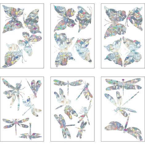 Decal Anti-Collision Pour Vitre - Adhésif Statique Holographique - Pour Prévenir les Chocs d'Oiseaux - 12 Pièces (1/5)