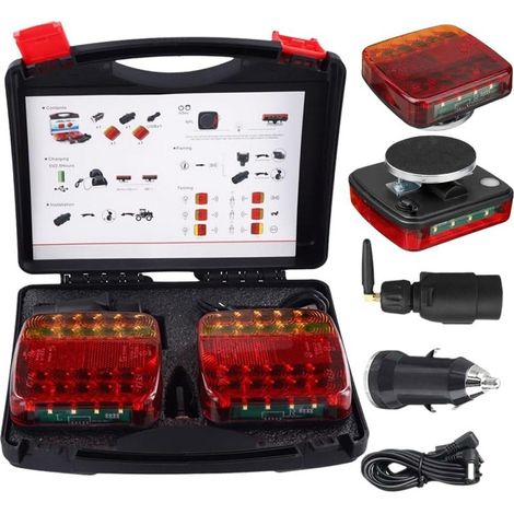 Tragbares, kabelloses Anhängerrücklicht, wiederaufladbares und wasserdichtes magnetisches LED-Set mit Saugnapfbasis (ein Satz kabelloser Anhängerrücklichter gemäß australischen Standards).