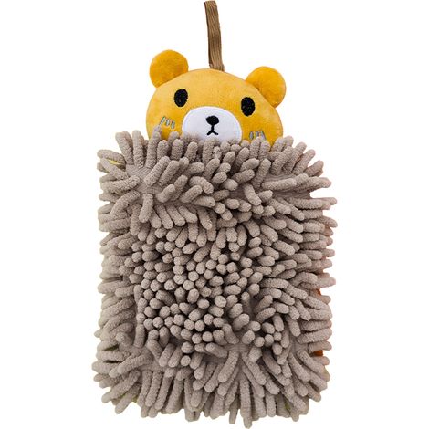 Essuie-mains suspendu microfille chenille ours séchage rapide absorbant 26x17cm cuisine salle de bain (1/5)