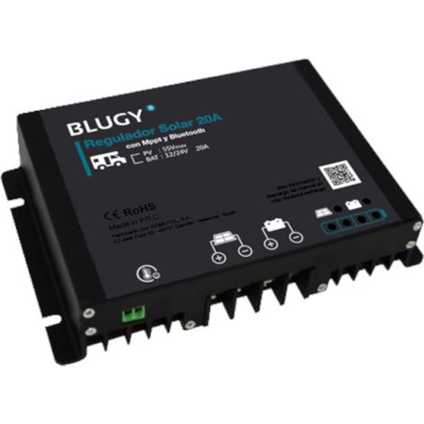 Controlador solar blugy mppt bluetooth 20a 12 24v