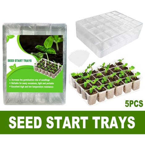 Ensemble de 24 plateaux de semis en plastique pour serres, pots transparents pour fleurs, légumes et fruits (1/4)
