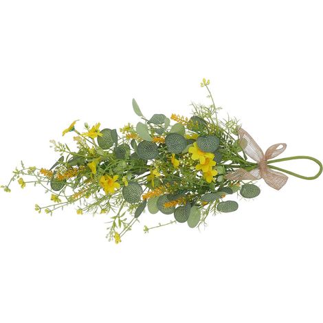 Guirlande de Fleurs Artificielles Jaune de Goutte avec Eucalyptus et Marguerites, Décoration Polyvalente en Fer et Plastique pour Salon et Chambre Printemps (1/5)